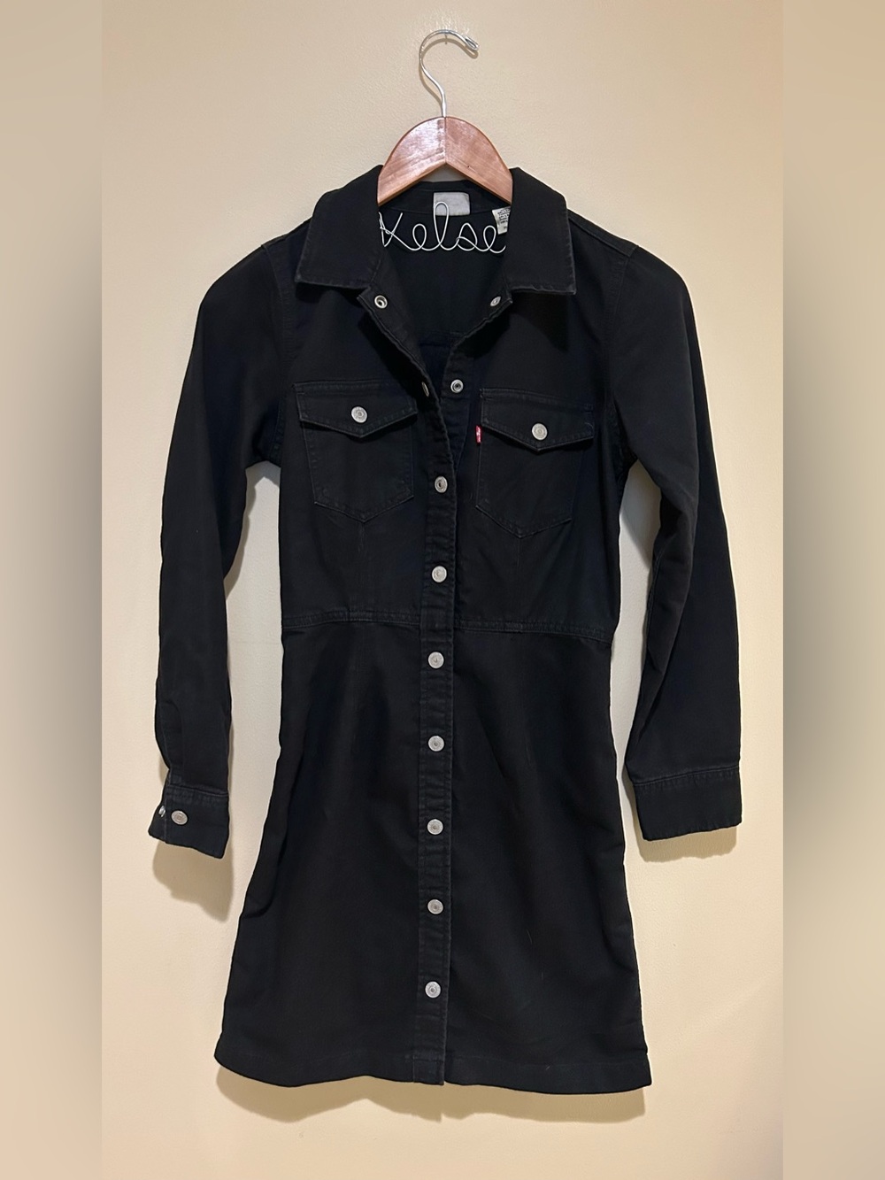 Levi’s Black Jean Long-Sleeve Shirt Dress With Buttons Size XS - Picture 1 of 7